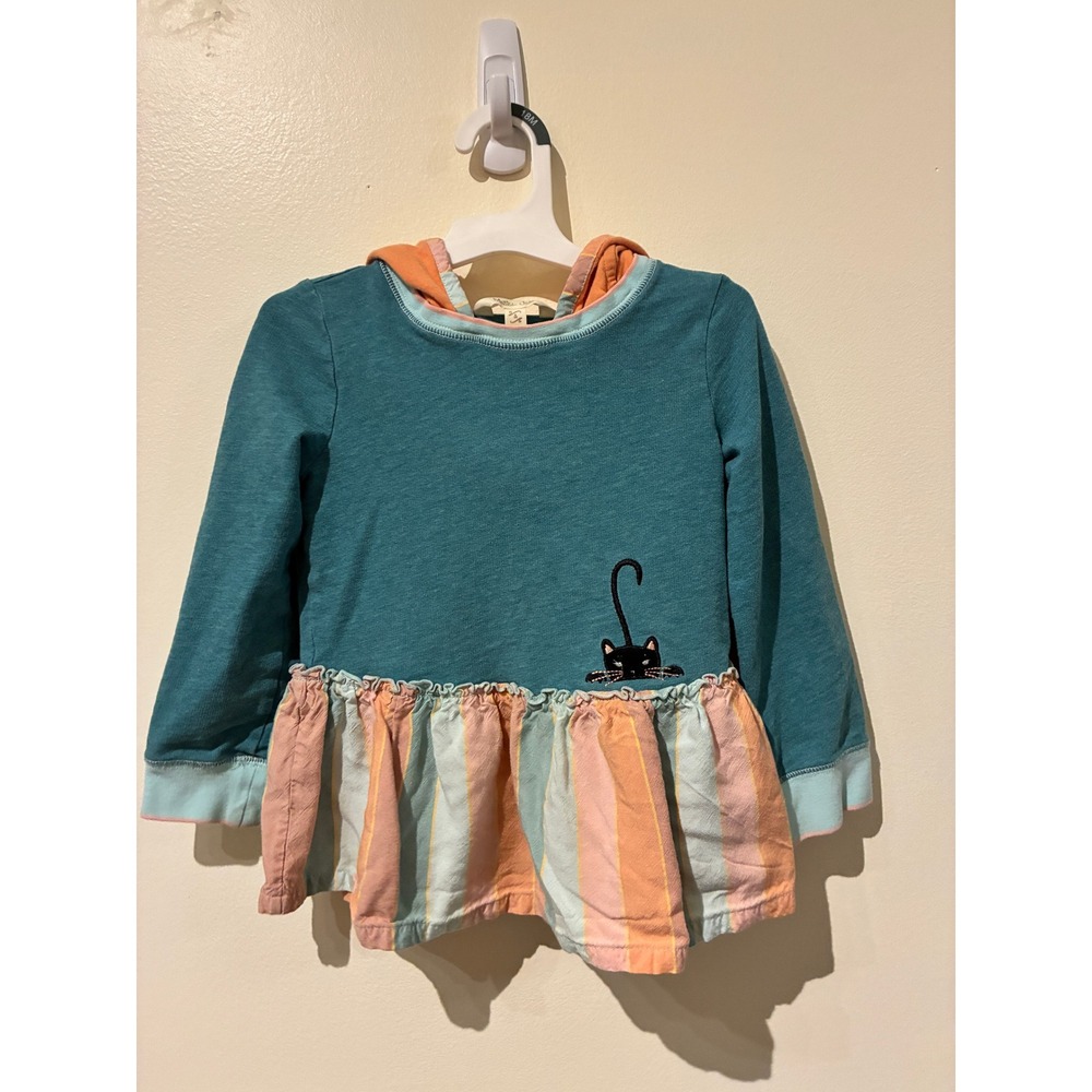 Matilda Jane Just Imagine Jaqueline Peplum Cat Hoodie Ruffle Top Size 4